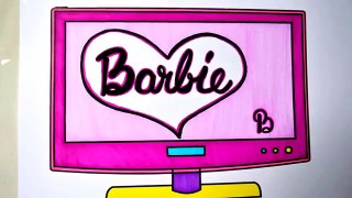 How To Draw and Color Barbie Colored Television l TV Coloring Pages Videos For Kids l Learn Colors