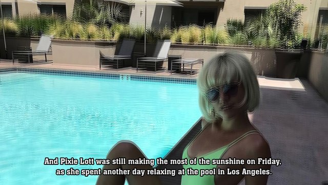 Pixie Lott flashes her sideboob in sizzling cut-out swimsuit as she models retro bob wig by the pool in Los Angeles