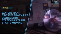 Watch: Man crosses tracks at Delhi Metro station as train starts moving
