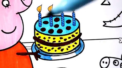 Peppa Pig Birthday Party Coloring Book Pages Kids Cartoons Fun Art for kids Activities