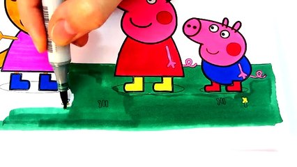 Peppa Pig and Her Friends Fun Art Coloring Pages with Colored Markers Video