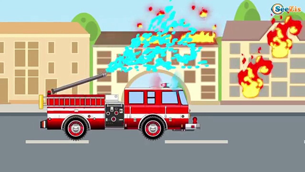 Le Camion de pompier et La Voiture de police SAUVER ÉQUIPE - NOUVELLE VOITURE Dessin animé