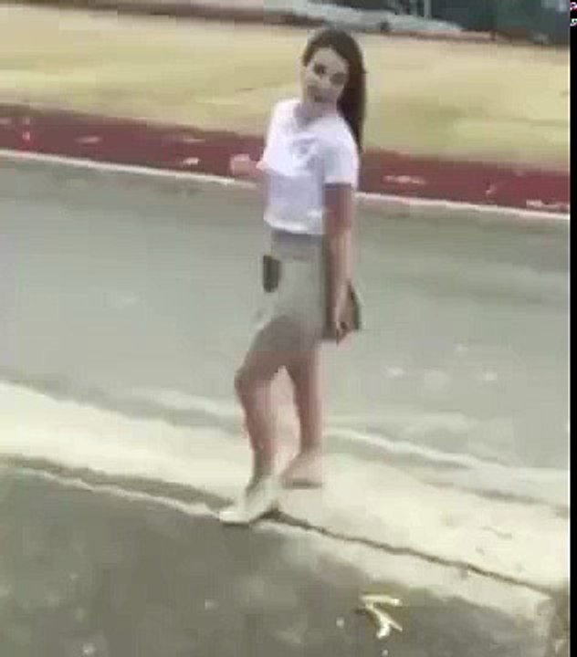 Sexy Lady Slips On A Banana Peel