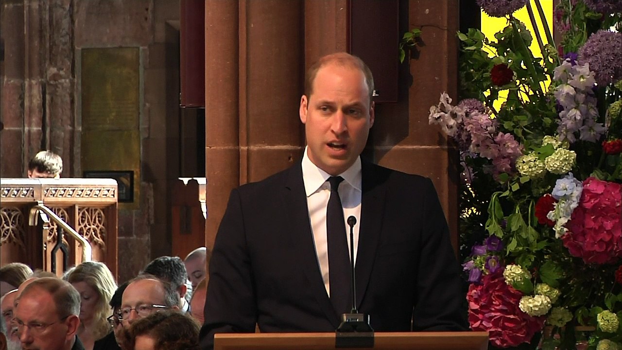 Prince William gives reading at Manchester bombing memorial service