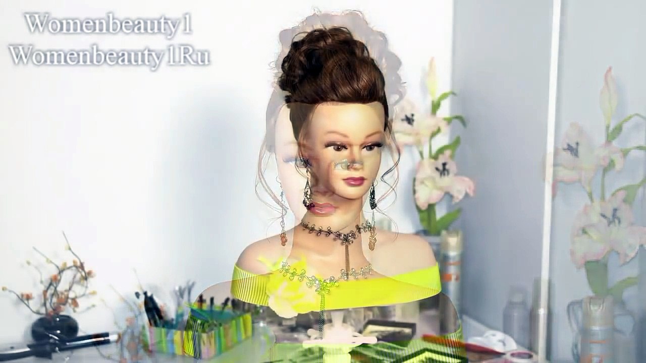 Прическа для длинных волос. Пучок на основе жгутов (2)