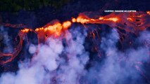 Rivers of fast-moving lava flow from Hawaii's volcano