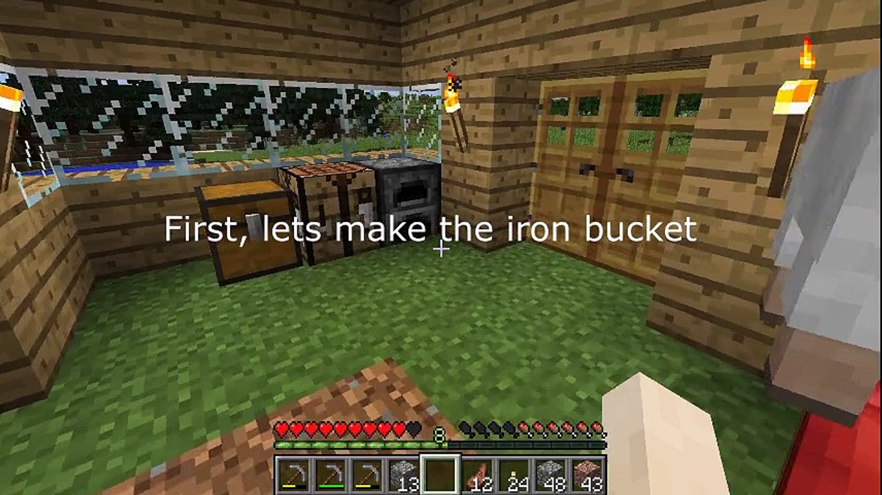 Minecraft - How to make a bucket and use it to power your furnace with lava