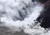 Laze Plume Rises as Kilauea Lava Reaches Ocean