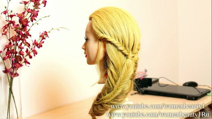 Cute hairstyle for long hair tutorial. Easy braids for party. (2)