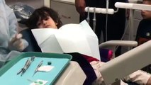 Little girl scared dentist appointment teeth cleaning