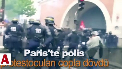 Fransa�da polislerden protestoculara dayak