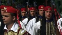 Greece's iconic presidential guards show their pompoms