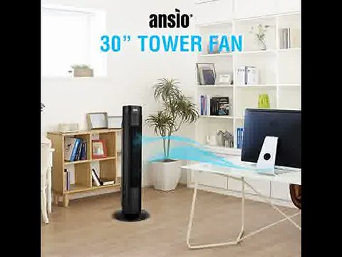 [- ANSIO Tower Fan Oscillating Fan with 3 Hour Timer, 3-Speed Settings and Long 2 Metre Cable, 30 I