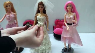 فستان زفاف باربي , Barbie Wedding day , Barbie pink dress & Accessories , Wedding Dress