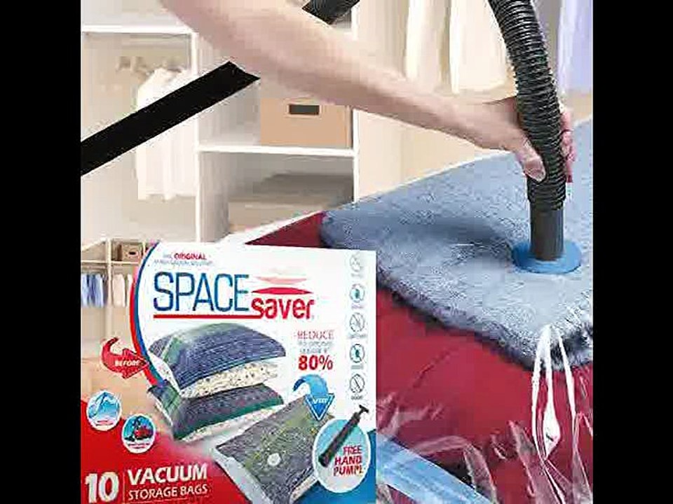 [- SpaceSaver 10 x Premium Jumbo Vacuum Storage Bags, 80% More Storage Than Other Brands! Free Hand