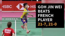 Uber Cup: Goh Jin Wei handed French player zero game