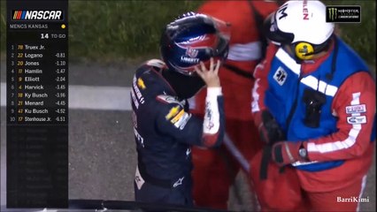 Monster Energy NASCAR Cup Series Kansas 2018 Byron Big Crash French Commentary