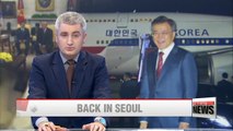 President Moon returns home from U.S. trip following White House talks with Trump