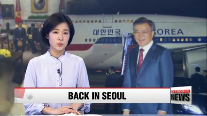 President Moon returns home from U.S. trip following White House talks with Trump