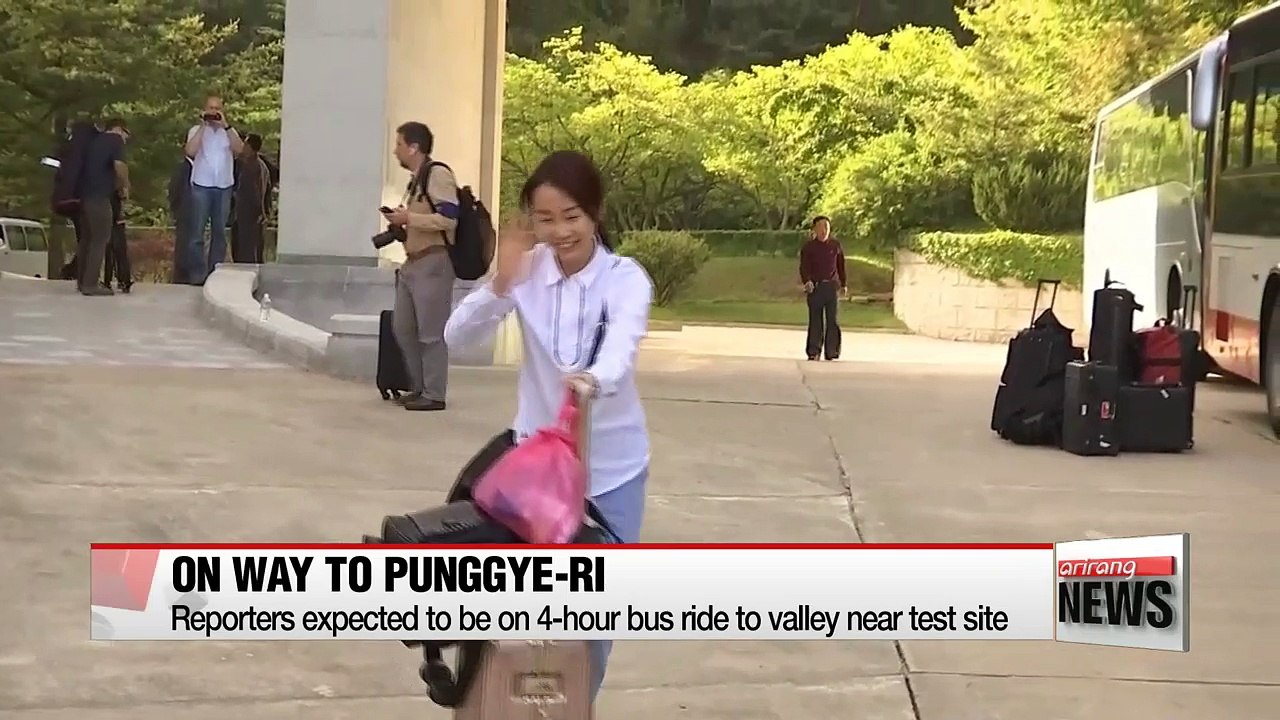 International reporters on their way to Punggye-ri nuclear test site, where dismantling is expected to be held later in the afternoon