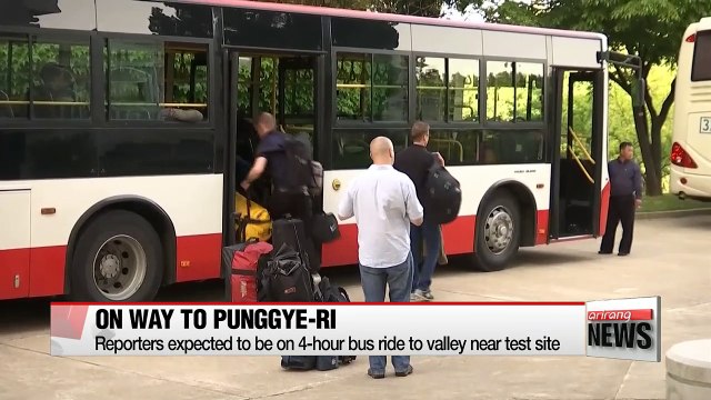 International reporters on their way to Punggye-ri nuclear test site, where dismantling is expected to be held later in the afternoon