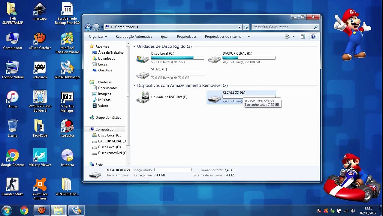 RECALBOX NO PENDRIVE E ROMS NO HD INTERNO - TUTORIAL COMPLETO