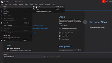 How to create C++ Hello world program in Visual Studio 2017