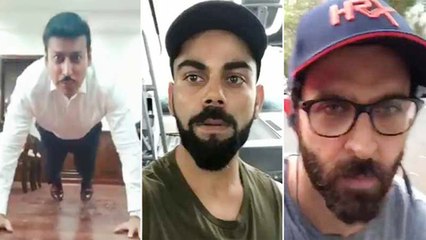 Скачать видео: Virat, Hrithik Roshan & Others accept Fitness Challenge started by Rajyavardhan Rathore |FilmiBeat