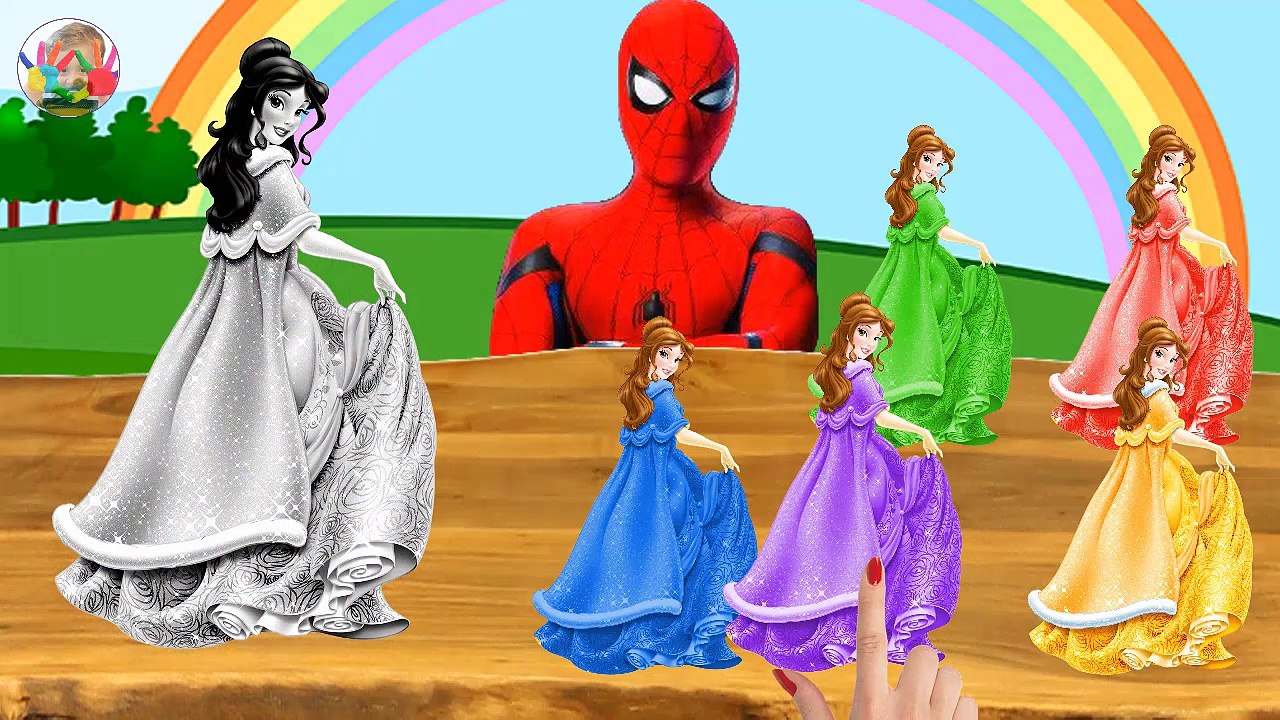 Learn Colors Disney Princess Wrong Colors with Spiderman