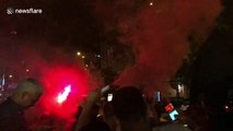 Liverpool fans in Kiev chant and light flares ahead of Champions League final