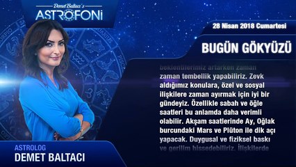 28 Nisan 2018 Cumartesi Günlük Burç Yorumu, Demet Baltacı