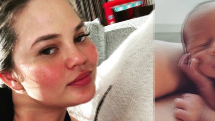 Chrissy Teigen shares first snap of newborn as she reveals she's named him Miles Theodore Stephens