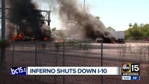 Driver escapes massive truck fire on Phoenix interstate