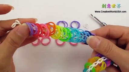 Rainbow Loom 雙圓手環 Loomless: Double Ring Chain Bracelet - 彩虹編織器中文教學 Chinese Tutoria