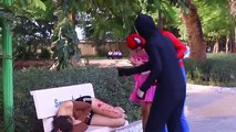 Spiderman Makeup on Nates Frozen Elsa Spiderman vs Pink Spidergirl Pranks Fun Superhero Baby #2