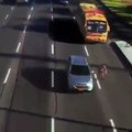 Very Very Dangerous Road Crossing by a man