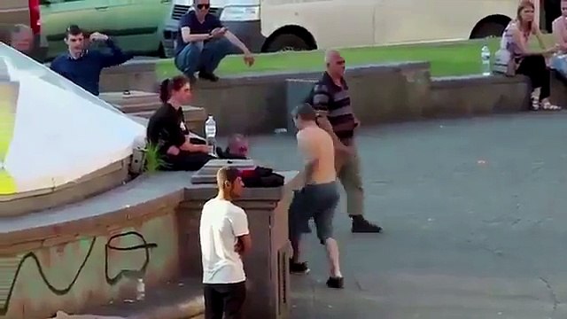 The Away Fans Videos - Hooligan” in Kiev tries attacking fans last night, until he gets knocked the