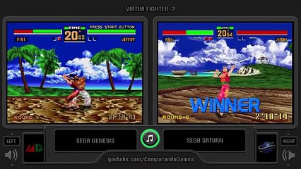 Dual Longplay [37] Virtua Fighter 2 (Sega Genesis vs Sega Saturn) Side by Side Comparison