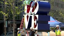 Robert Indiana`s LOVE Sculpture Installed in Downtown Milwaukee