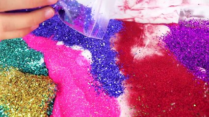 100 Layers of Glitter in Fluffy Slime!!!!