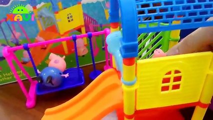 Peppa Pig toys park playground slide unboxing peppa pig playset toys review by Xavi ABCKids