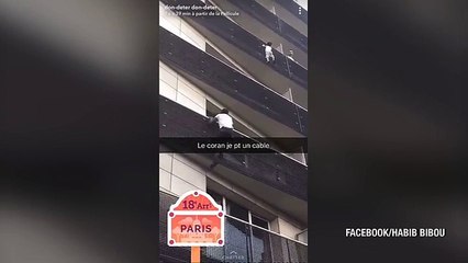 Download Video: Hero dubbed 'Spiderman' climbs four storeys with bare hands to save life of boy, 4, hanging from balcony