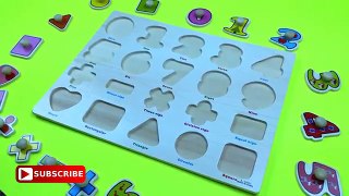 Learn SHAPES, NUMBERS, MATH SIGNS with wooden puzzle. Lets play kids