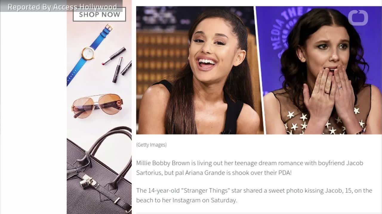Ariana Grande Hilariously Can't Handle Millie Bobby Brown's PDA With Boyfriend