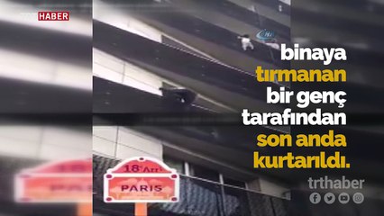 Balkondan sarkan çocuğu 4. kata tırmanarak kurtardı