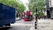 London Buses, New Routemasters, open-top tour buses, trucks and other vehicles at Aldwych - May 2018