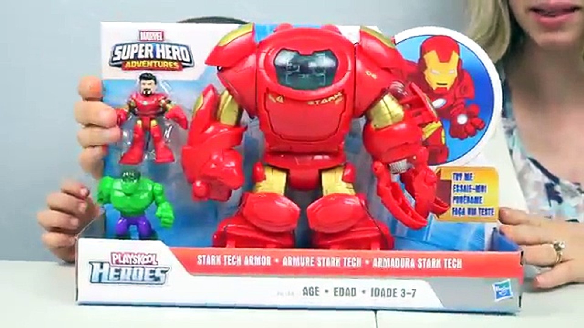 Playskool Heroes Marvel Super Hero Adventures Stark Tech Armor Hulk Iron  Man Avengers Toys