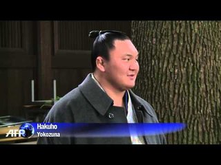 AFP: Sumo grand champs flex muscles in Tokyo