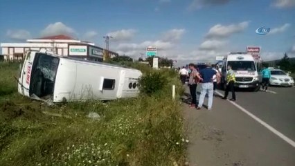 Çorlu D-100'de işçi servisi devrildi: 10 yaralı