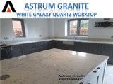 Best White Galaxy Quartz Worktop Kitchen in London - Astrum Granite